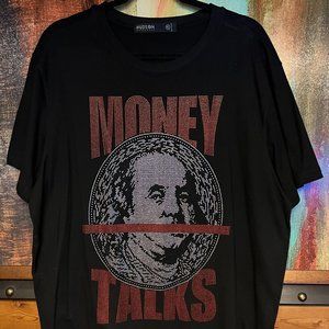 Hudson Embroidered beaded Money Talks T-Shirt SZ XL